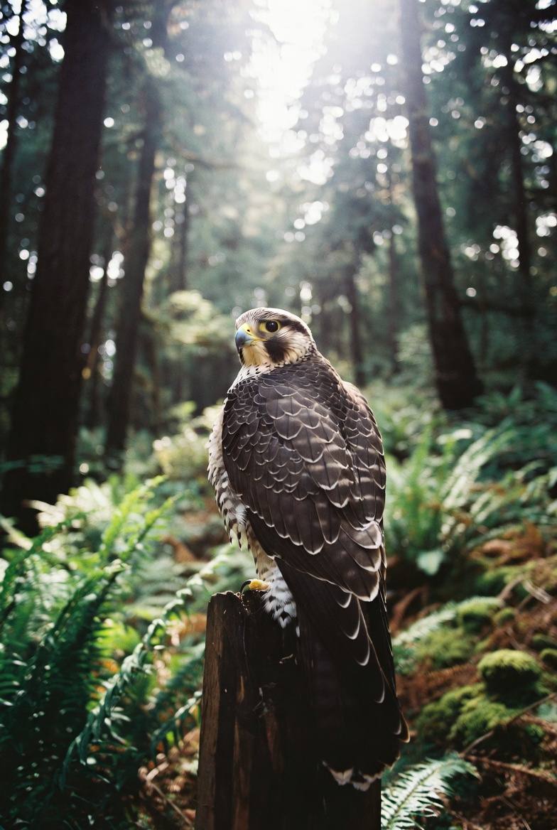 A handler with a barn owl perched on a gloved hand.